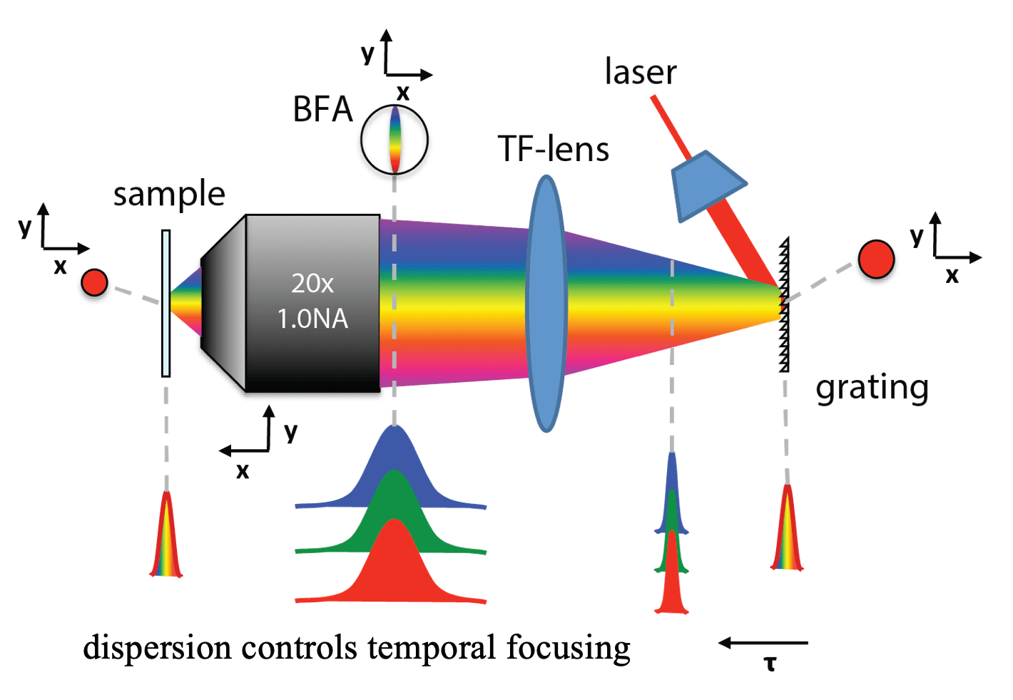 Principle and realization of temporal focusing (TeFo)